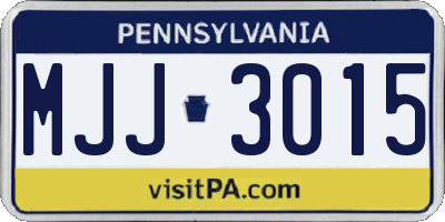 PA license plate MJJ3015