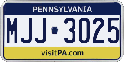 PA license plate MJJ3025
