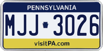 PA license plate MJJ3026