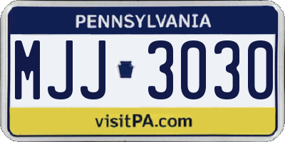 PA license plate MJJ3030