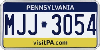 PA license plate MJJ3054