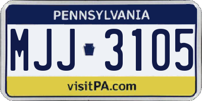 PA license plate MJJ3105