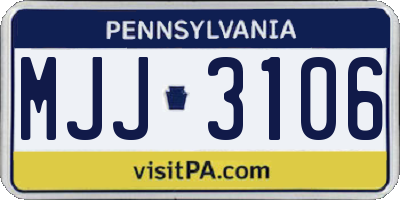 PA license plate MJJ3106