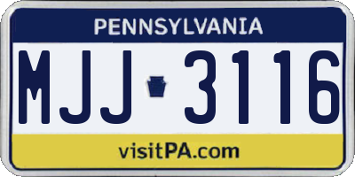 PA license plate MJJ3116
