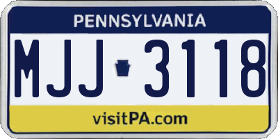 PA license plate MJJ3118