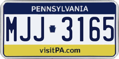 PA license plate MJJ3165