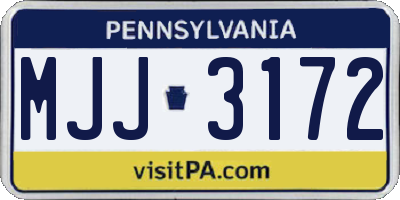 PA license plate MJJ3172