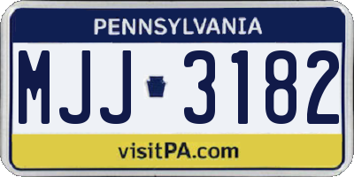 PA license plate MJJ3182