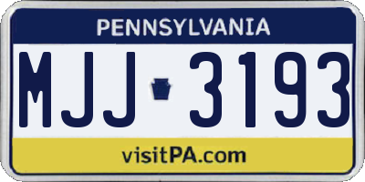PA license plate MJJ3193