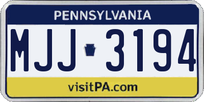 PA license plate MJJ3194