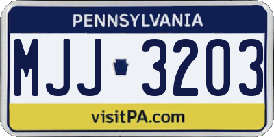 PA license plate MJJ3203