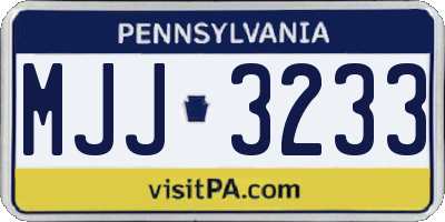 PA license plate MJJ3233