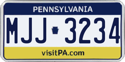 PA license plate MJJ3234