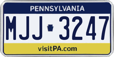 PA license plate MJJ3247