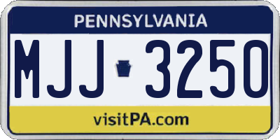 PA license plate MJJ3250
