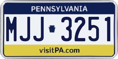 PA license plate MJJ3251