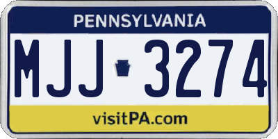 PA license plate MJJ3274