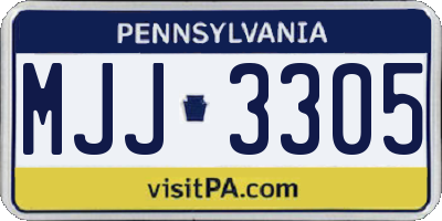PA license plate MJJ3305