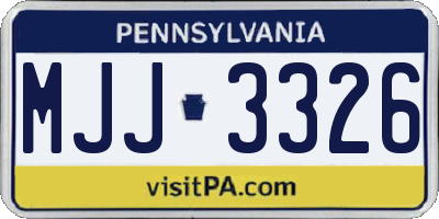 PA license plate MJJ3326