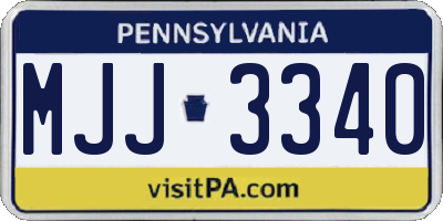PA license plate MJJ3340