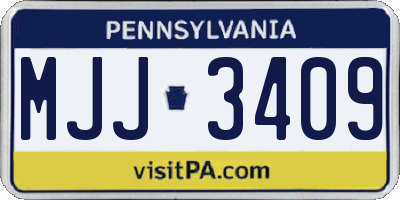 PA license plate MJJ3409