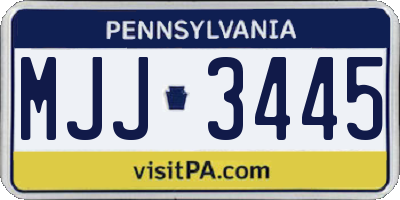 PA license plate MJJ3445