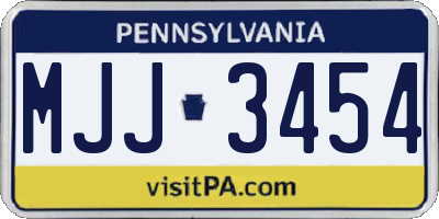 PA license plate MJJ3454