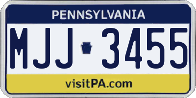 PA license plate MJJ3455