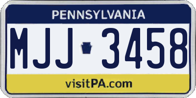PA license plate MJJ3458