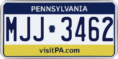 PA license plate MJJ3462