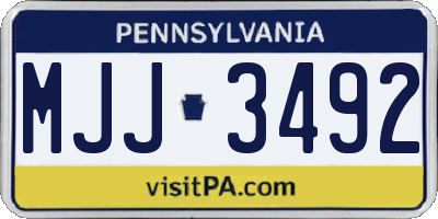 PA license plate MJJ3492