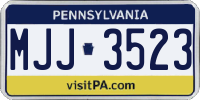 PA license plate MJJ3523