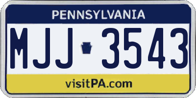 PA license plate MJJ3543