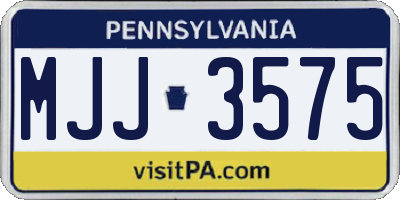 PA license plate MJJ3575