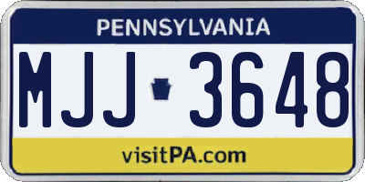 PA license plate MJJ3648