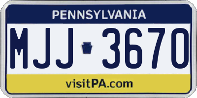 PA license plate MJJ3670