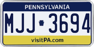 PA license plate MJJ3694