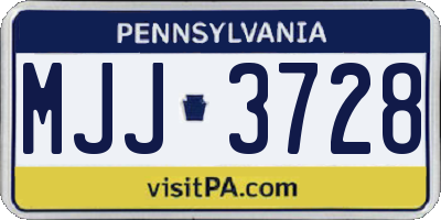 PA license plate MJJ3728