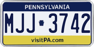 PA license plate MJJ3742