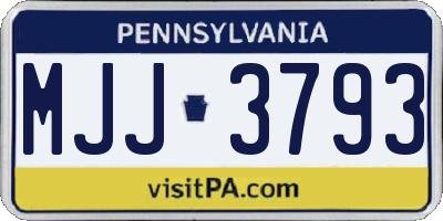PA license plate MJJ3793