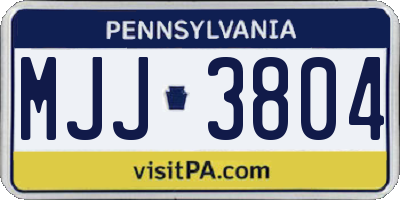 PA license plate MJJ3804
