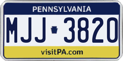 PA license plate MJJ3820