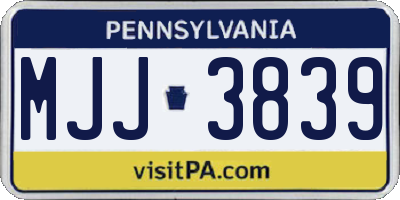 PA license plate MJJ3839