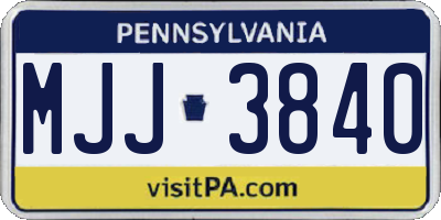 PA license plate MJJ3840