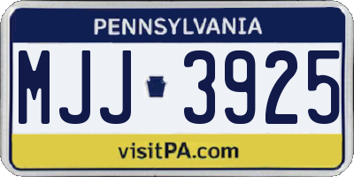 PA license plate MJJ3925