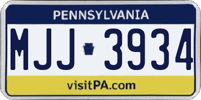 PA license plate MJJ3934