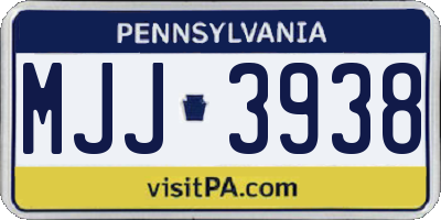 PA license plate MJJ3938