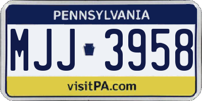 PA license plate MJJ3958