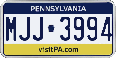 PA license plate MJJ3994
