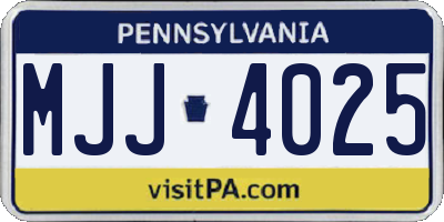 PA license plate MJJ4025